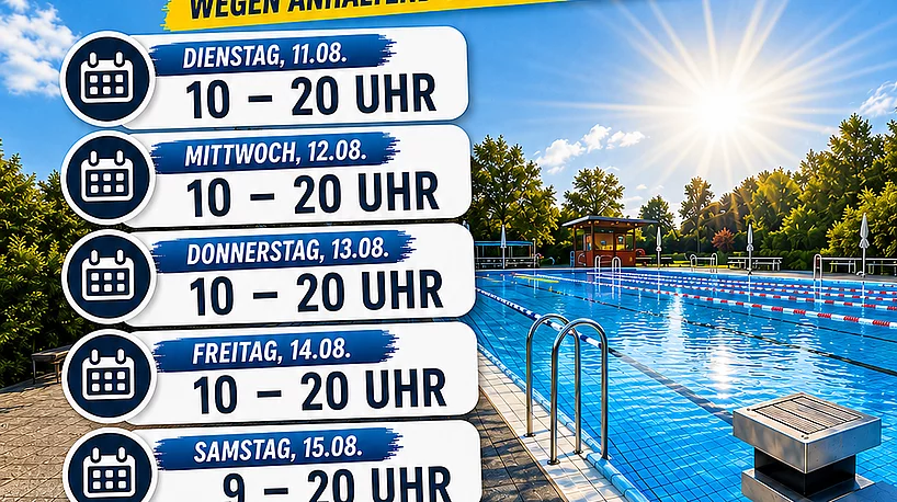 Hinweis auf die längeren Öffnungszeiten im Freibad Ebern