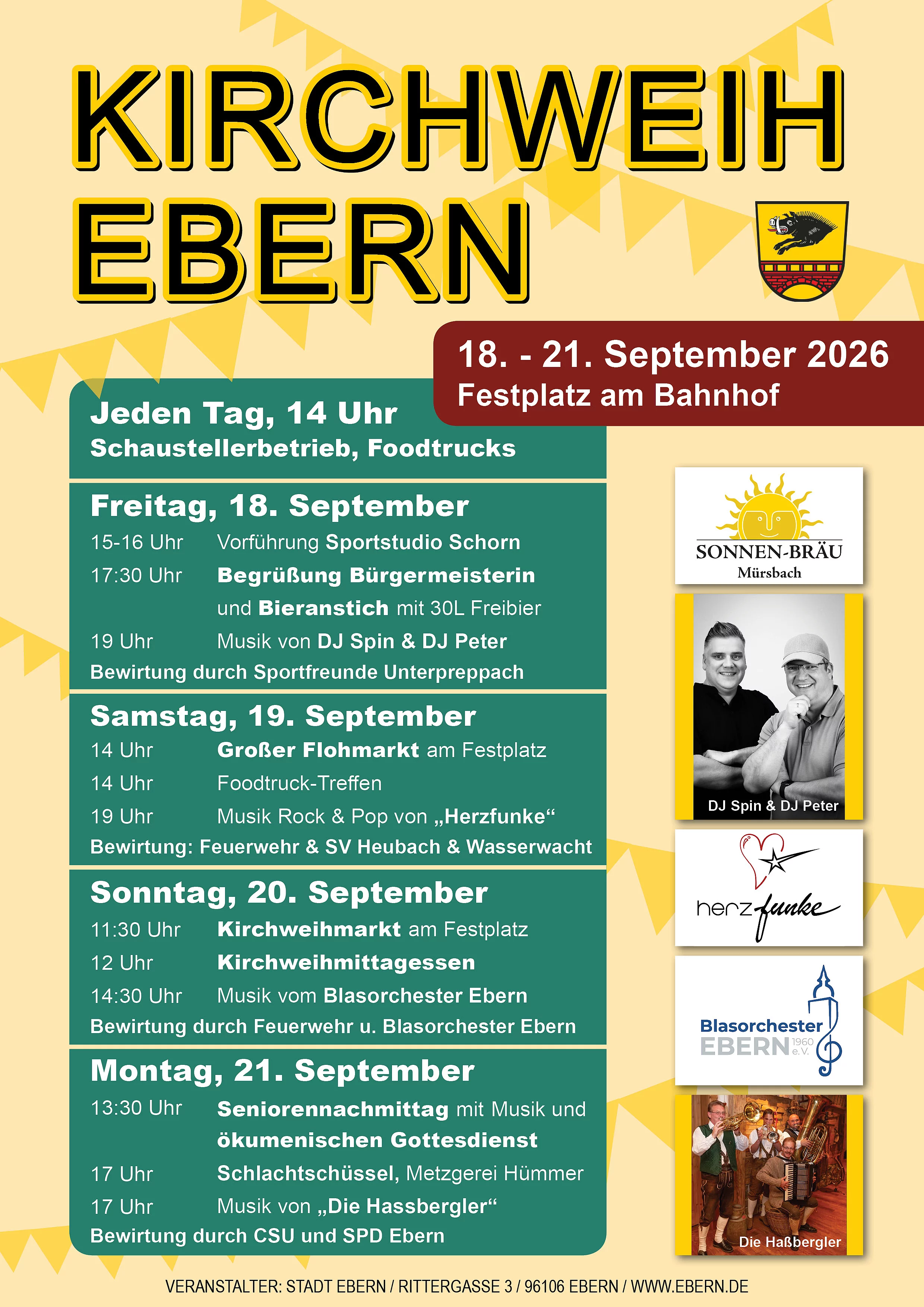 Programm der Eberner Kirchweih vom 18. - 21.09.2026